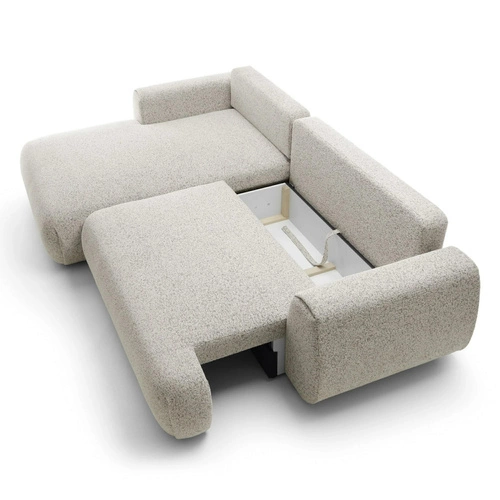 Rohová sedací souprava s rozkladem Ljung levá moderní béžovo-šedá s úložným prostorem do obýváku