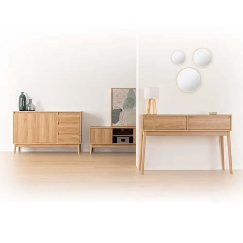 Dřevěná TV komoda Abana 120 cm moderní stojací do obýváku přírodní Atmosphera