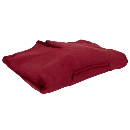 Intesi Snuddie deka s rukávy teplá červená do obýváku útulná na zimu