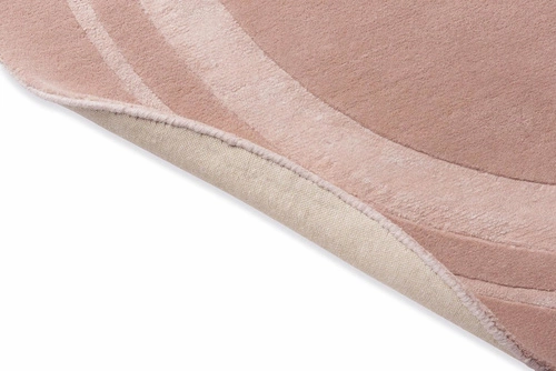 Kulatý koberec do obýváku Redbrook Blush 200 cm růžový moderní vlněný ručně tkaný Laura Ashley
