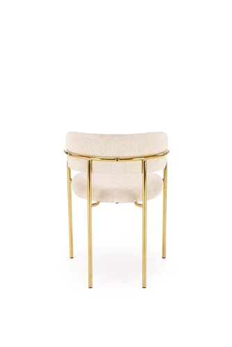 Čalouněná jídelní židle Jabari krémová s područkami na zlatých nohách do jídelny a obýváku