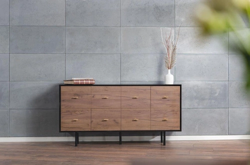 Komoda se zásuvkami MAUD černá dub craft tobacco moderní do obýváku a ložnice SKANDICA