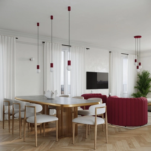 Stolní lampa HALO burgund moderní kovová do ložnice a kanceláře SOLLUX LIGHTING