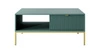 Zelený konferenční stolek Delicious s zásuvkou, obdélníkový, glamour, kovové zlaté nohy do obýváku
