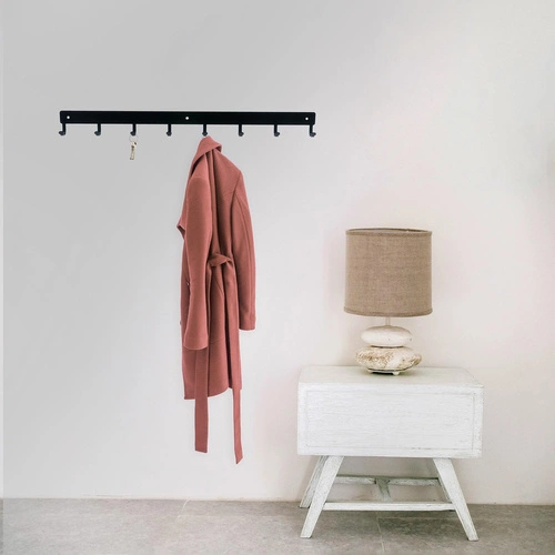 Intesi moderní nástěnný věšák do předsíně černý kovový 60 cm 8 háčků