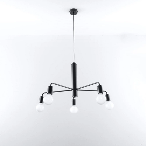 Moderní černý lustr DUOMO 5 z kovu do obývacího pokoje a jídelny Sollux Lighting