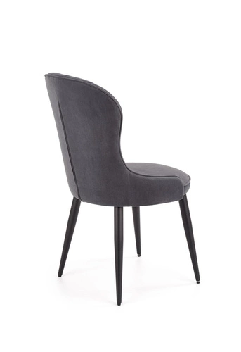 Čalouněná židle Baron šedá do jídelny a obývacího pokoje glamour Intesi s vysokými černými nohami