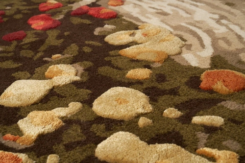 Kulatý moderní koberec Spring Flowers 200 cm vlněný do obýváku a ložnice Carpet Decor