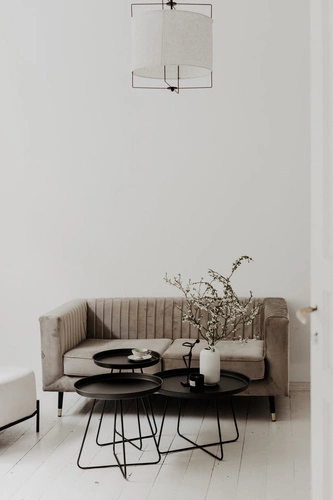 Kulatý černý kovový konferenční stolek ROD M moderní do obýváku NORDIFRA 43 cm