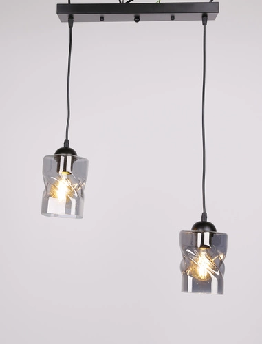 Závěsné svítidlo Felis černé kouřové sklo, nastavitelné, do obýváku, kuchyně, jídelny, 2xE27