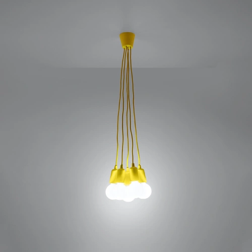 Závěsné svítidlo DIEGO 5 žluté moderní nastavitelné do obýváku, kuchyně nebo jídelny