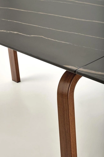 Rozkládací jídelní stůl Nozel černý mramor 140–200 cm moderní do jídelny a obýváku žulový