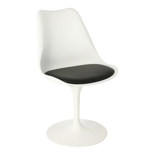 Otočná jídelní židle Tulip Basic inspirovaná Tulip Chair, bílá s polštářkem D2.DESIGN