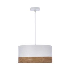 Bianco bílá závěsná lampa 1x40W E27 stínidlo bílá+ořech