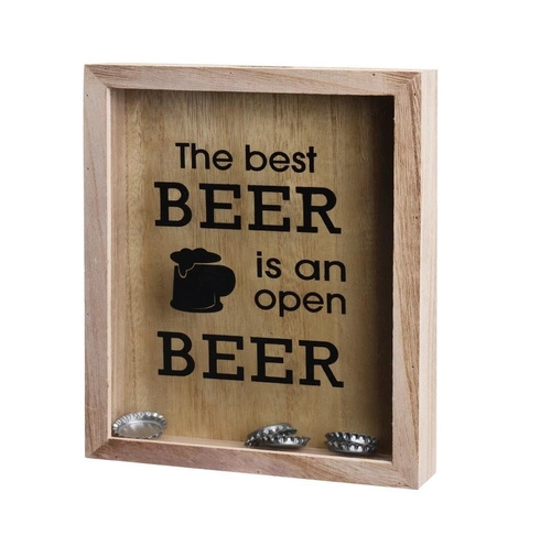 Dřevěná nástěnná dekorace Corky II Intesi přírodní box na zátky do obýváku 30 cm