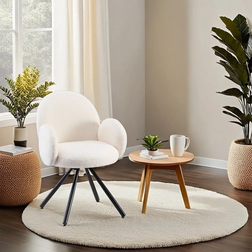 Čalouněná jídelní židle Paulette krémová bouclé s područkami moderní Intesi