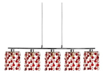 Závěsný lustr Classic červený skleněný 5-ramenný do obýváku a jídelny CANDELLUX