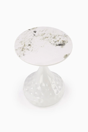 Konferenční stolek Drayden kulatý bílý mramor moderní glamour do obýváku 40 cm Intesi