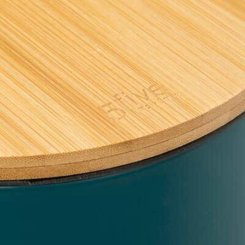 Koupelnový odpadkový koš Modern 3l modrý kovový s bambusovým víkem a pedálem 5five