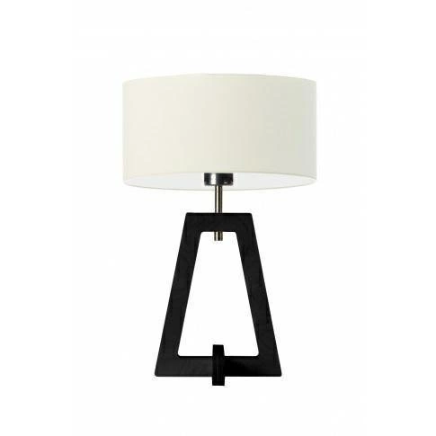 Noční lampička do ložnice Clio LYSNE moderní dřevěná s ecru stínidlem ebenový podstavec 47 cm