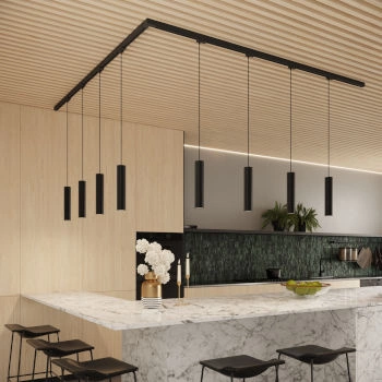 Závěsné svítidlo, 8bodový, 3fázový kolejnicový systém, LAGOS černá