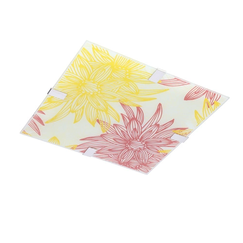 Stropní LED svítidlo Georgia 40x40 skleněné čtvercové červeno-žluté do obýváku a kuchyně