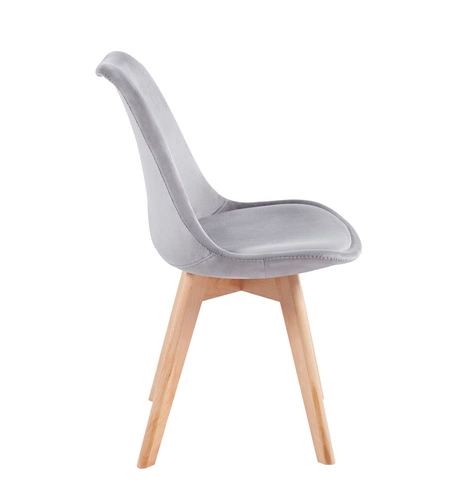 Jídelní židle Bess Velvet šedá čalouněná sametová skandinávský styl s dřevěnými nohami Intesi