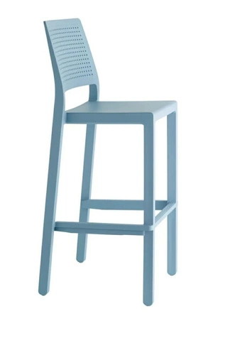 Barová židle Emi 75 cm modrá s opěrkou moderní do kuchyně a jídelny stohovatelná