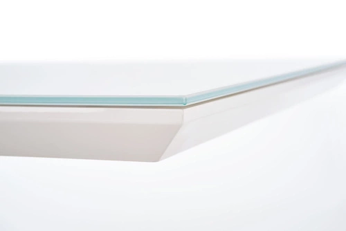 Jídelní stůl Xylon moderní bílý se skleněnou deskou a nohami dub sonoma 160x90 cm Intesi