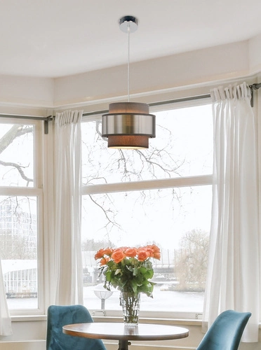 Zajíc chrom závěsná lampa 1x60W E27 stínidlo šedá+stříbrná