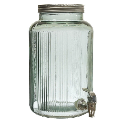 Skleněný nápojový dispenser 5 l Intesi moderní zelený s kohoutkem na limonádu do kuchyně