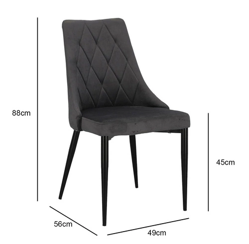 Jídelní židle Magnat čalouněná šedý samet glamour na černých kovových nohách Intesi