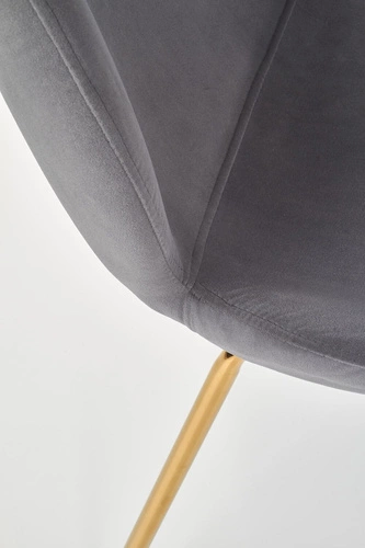Čalouněná sametová židle Brema šedá se zlatými nohami glamour do obýváku a jídelny