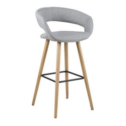 Barová židle Grace Actona čalouněná světle šedá 65 cm s područkami k kuchyňskému ostrůvku