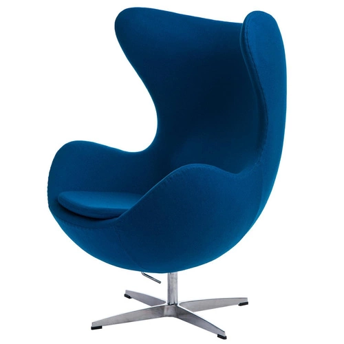 Křeslo Egg D2.DESIGN modrý kašmír otočné houpací moderní do obýváku