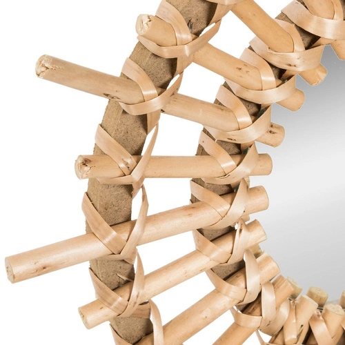 Sada 3 kulatých zrcadel boho Sunflower Atmosphera závěsná do obýváku v ratanovém rámu