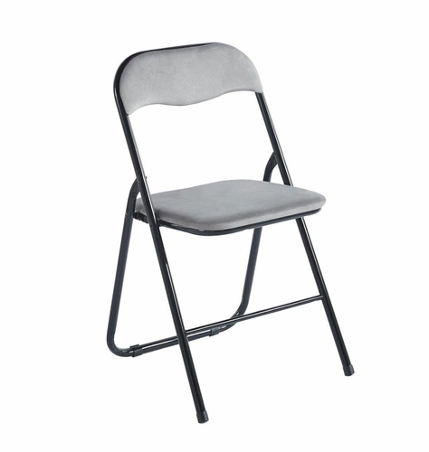 Skládací čalouněná židle samet šedá Amun Velvet Intesi do kuchyně na kovových nohách