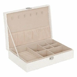 Bílá dekorativní šperkovnice Loe boucle do ložnice ve stylu glamour 28x19 cm Atmosphera