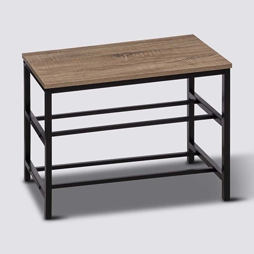 Botník do předsíně Aliaj loftový s policí kovový černý přírodní dřevo 63 cm