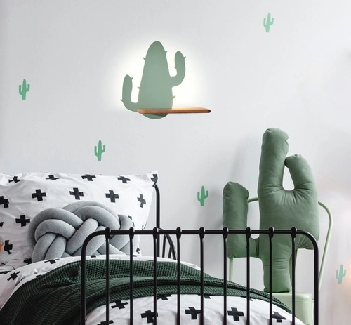 Nástěnné LED svítidlo Cactus 2 zelené dřevěné do dětského pokoje klasické CANDELLUX