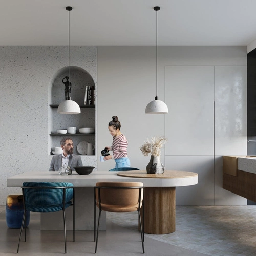 Betonové závěsné svítidlo PABLITO šedé moderní do obýváku a jídelny Sollux 30 cm