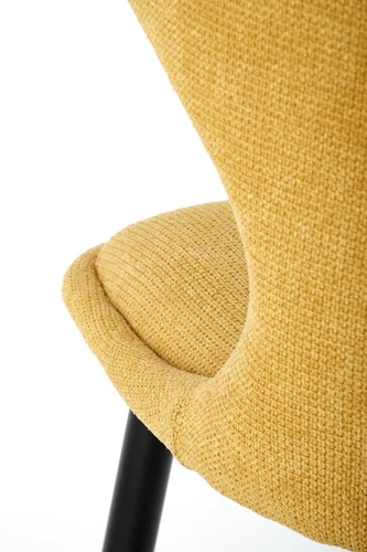 Čalouněná jídelní židle Odile Intesi hořčicová moderní na černých nohách