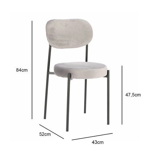Čalouněná židle Camile Velvet šedá sametová do jídelny a obývacího pokoje glamour Intesi