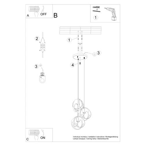 Závěsné svítidlo koule Tulos 3 světla černé moderní do obýváku a nad kuchyňský ostrůvek