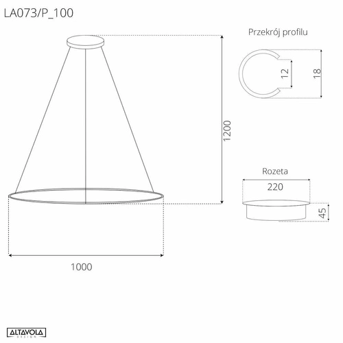 Visící lampa LED Kruhy č.1 100 cm, černá, 4000K