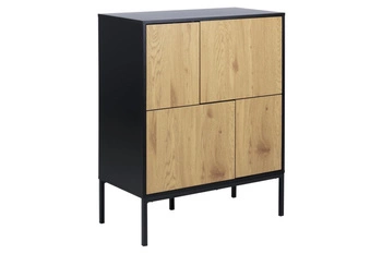 Komoda Seaford černá přírodní dub 80 cm industriální na nožkách do obýváku Actona
