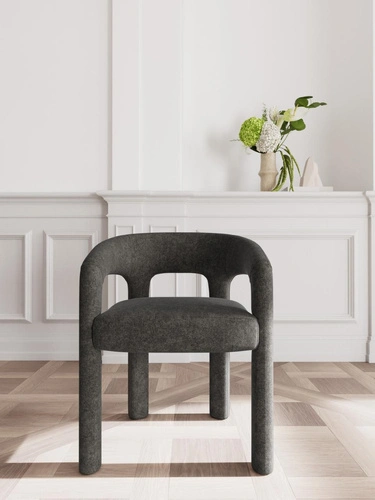 Židle Cole šedá čalouněná sametem s područkami do jídelny