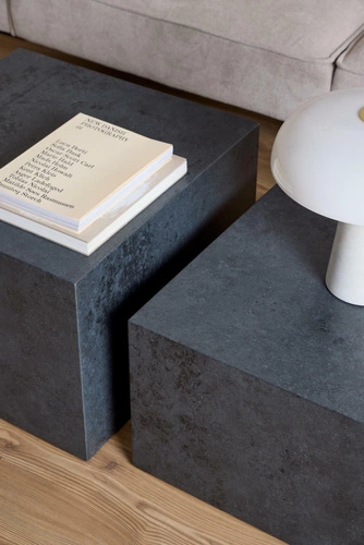 Sada 2 konferenčních stolků Dice černé loftové čtvercové do obývacího pokoje moderní Actona