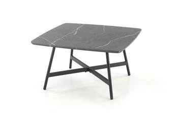 Konferenční stolek Farra čtvercový šedý mramor moderní do obýváku na černé konstrukci