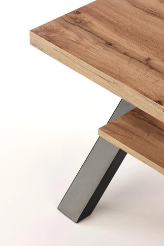 Konferenční stolek Venom S dubový čtvercový s policí moderní loft do obýváku 65x65 cm